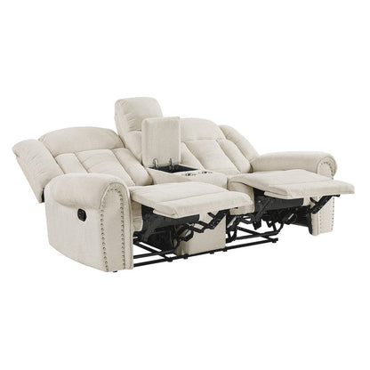 Homelegance  - Nutmeg Double Reclining Love Seat W/ Center Console in Beige - 9901BE-2  view 4