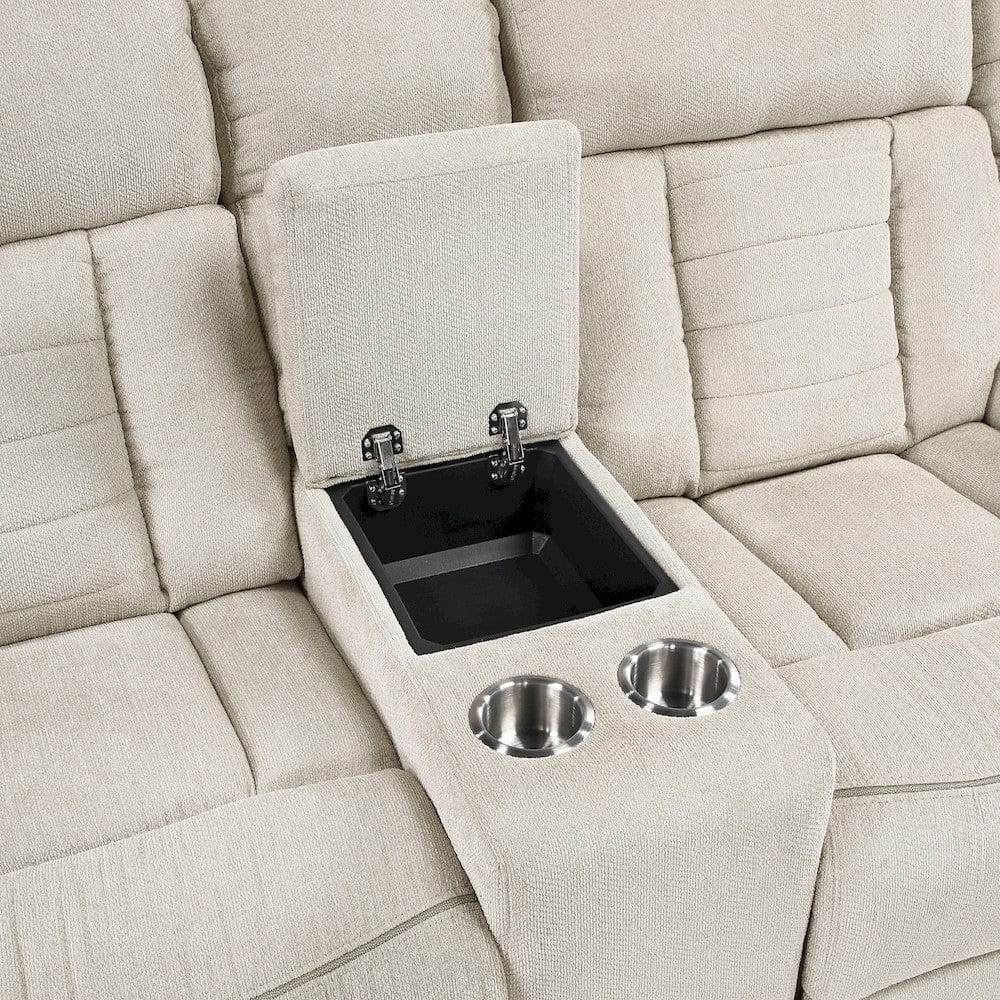 Homelegance  - Nutmeg Double Reclining Love Seat W/ Center Console in Beige - 9901BE-2  view 5