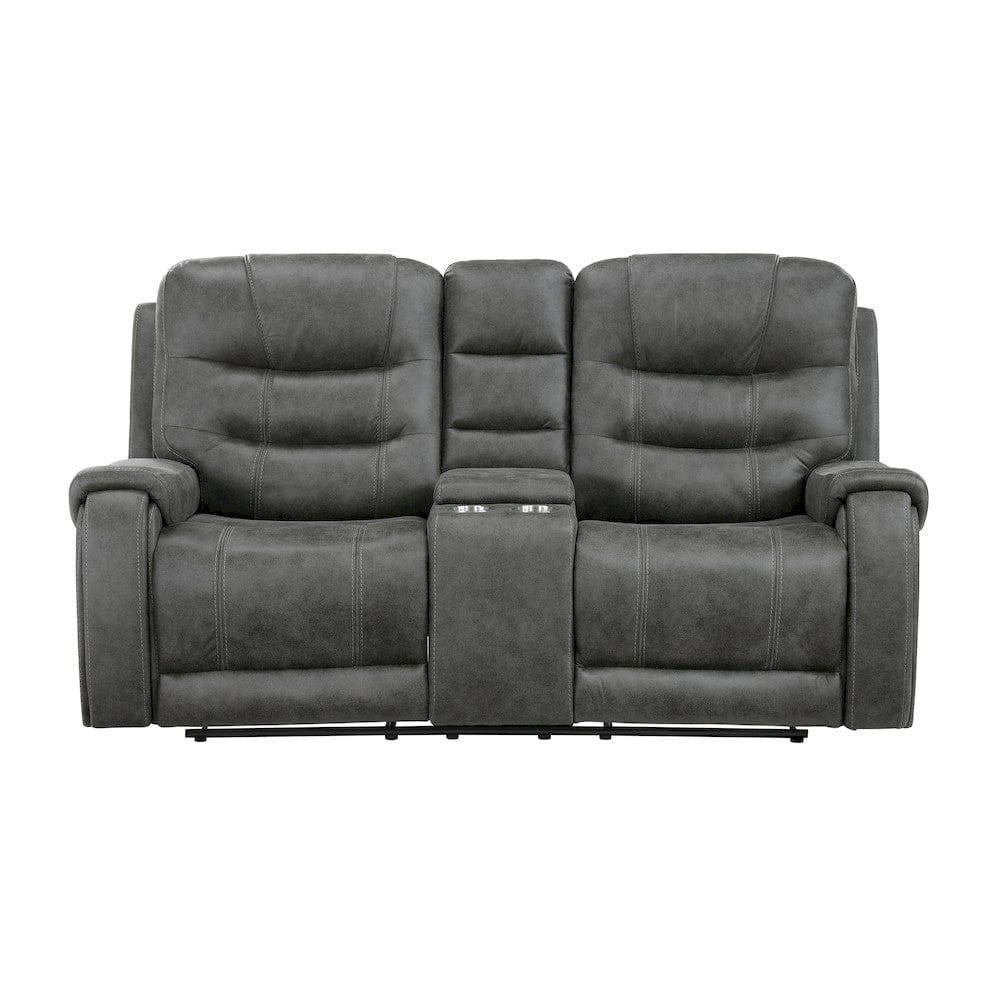 Homelegance  - Oberon Double Reclining Love Seat W/ Center Console in Dark gray - 9634DGY-2  view 1