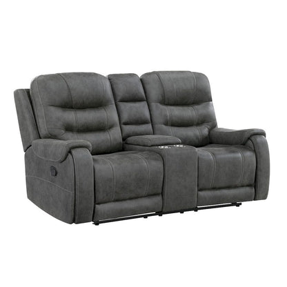 Homelegance  - Oberon Double Reclining Love Seat W/ Center Console in Dark gray - 9634DGY-2  view 3