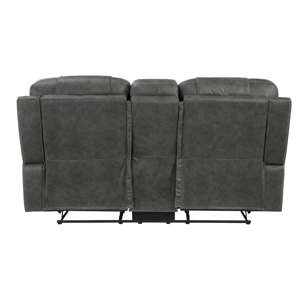 Homelegance  - Oberon Double Reclining Love Seat W/ Center Console in Dark gray - 9634DGY-2  view 4