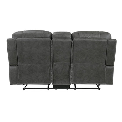Homelegance  - Oberon Double Reclining Love Seat W/ Center Console in Dark gray - 9634DGY-2  view 4