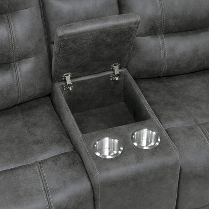 Homelegance  - Oberon Double Reclining Love Seat W/ Center Console in Dark gray - 9634DGY-2  view 6