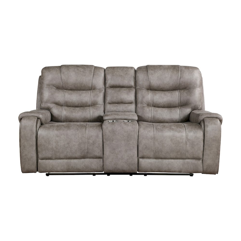 Homelegance  - Oberon Double Reclining Love Seat W/ Center Console in Grayish brown - 9634GBR-2  view 1
