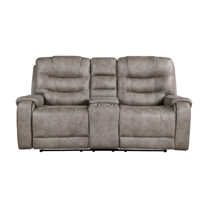 Homelegance  - Oberon Double Reclining Love Seat W/ Center Console in Grayish brown - 9634GBR-2  view 1