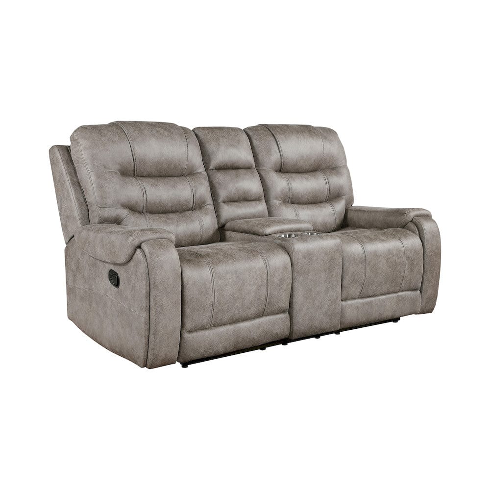 Homelegance  - Oberon Double Reclining Love Seat W/ Center Console in Grayish brown - 9634GBR-2  view 3