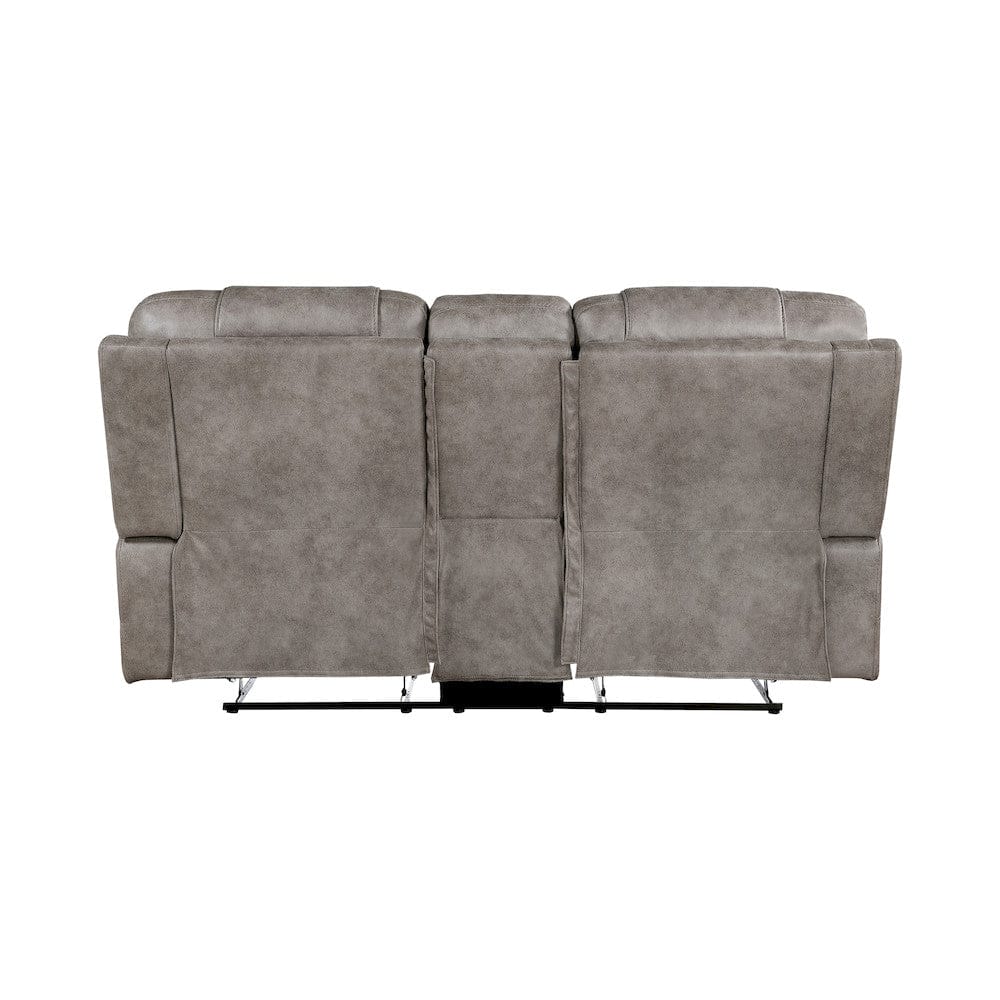 Homelegance  - Oberon Double Reclining Love Seat W/ Center Console in Grayish brown - 9634GBR-2  view 4