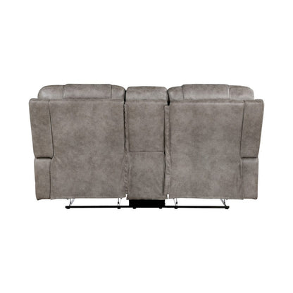 Homelegance  - Oberon Double Reclining Love Seat W/ Center Console in Grayish brown - 9634GBR-2  view 4