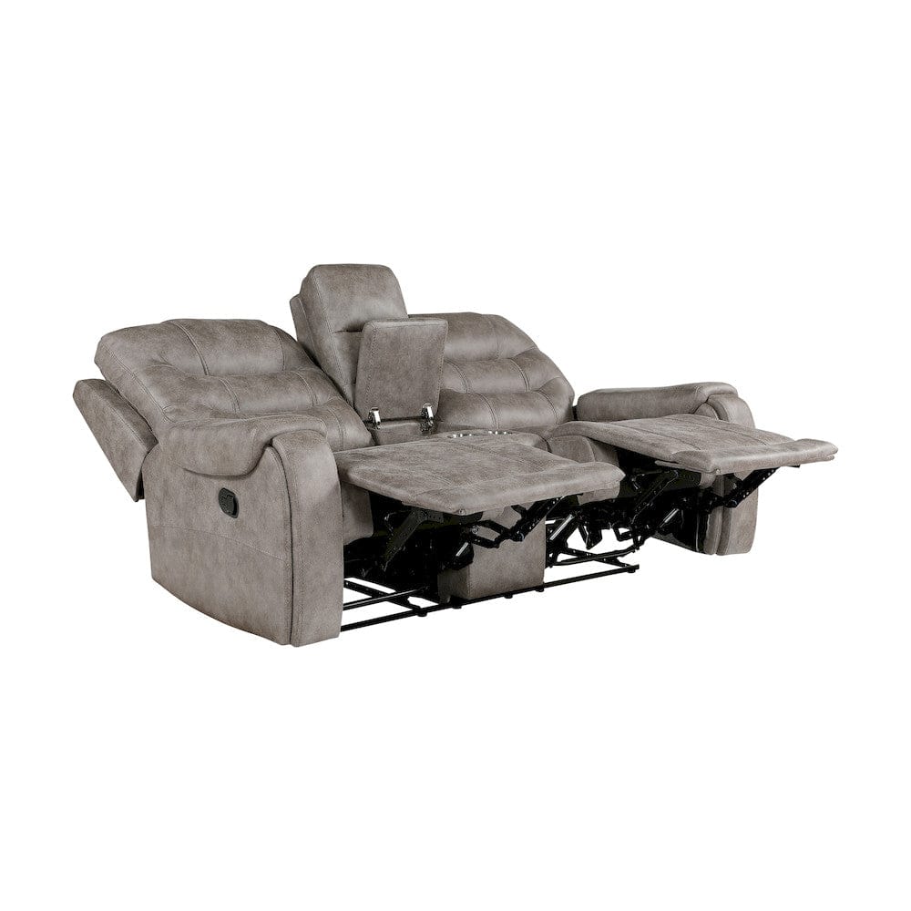 Homelegance  - Oberon Double Reclining Love Seat W/ Center Console in Grayish brown - 9634GBR-2  view 5