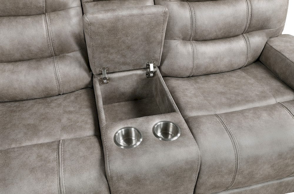 Homelegance  - Oberon Double Reclining Love Seat W/ Center Console in Grayish brown - 9634GBR-2  view 6