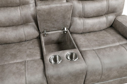 Homelegance  - Oberon Double Reclining Love Seat W/ Center Console in Grayish brown - 9634GBR-2  view 6