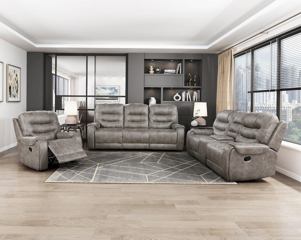 Homelegance  - Oberon Double Reclining Love Seat W/ Center Console in Grayish brown - 9634GBR-2  view 7