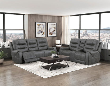 Homelegance  - Oberon Double Reclining Sofa in Dark gray - 9634DGY-3  view 3
