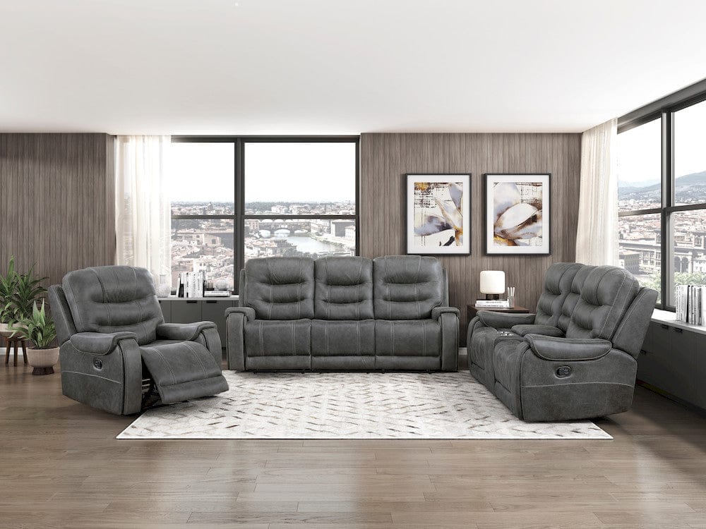 Homelegance  - Oberon Double Reclining Sofa in Dark gray - 9634DGY-3  view 4