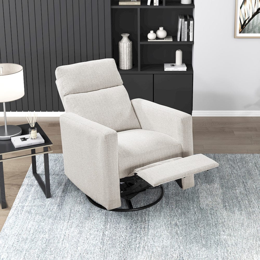 Homelegance  - Olathe Swivel Glider Reclining Chair in Newsprint - 9504NPF-1  view 2