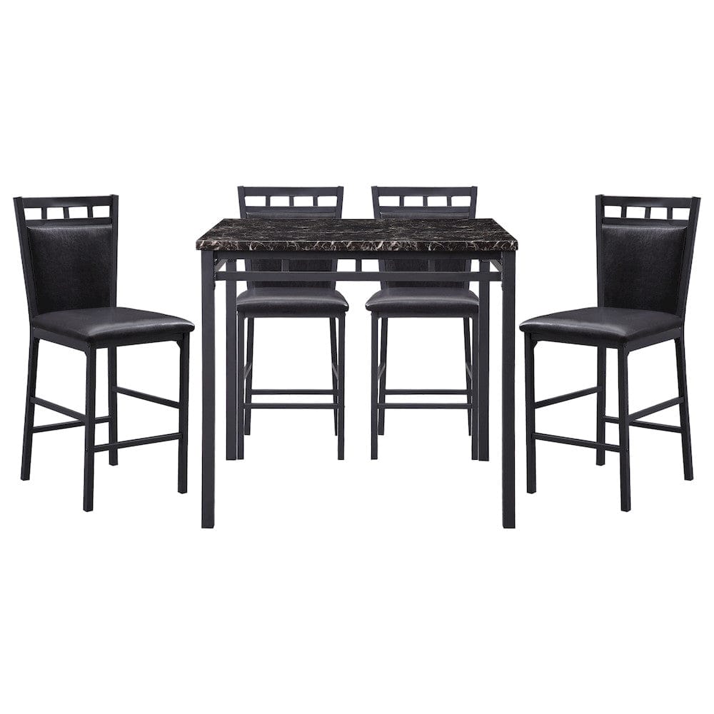 Homelegance  - Olney 5-Piece Pack Counter Height Set, Faux Marble Top in Dark Brown - 5275-36  view 1