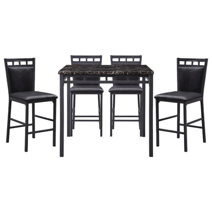 Homelegance  - Olney 5-Piece Pack Counter Height Set, Faux Marble Top in Dark Brown - 5275-36  view 1