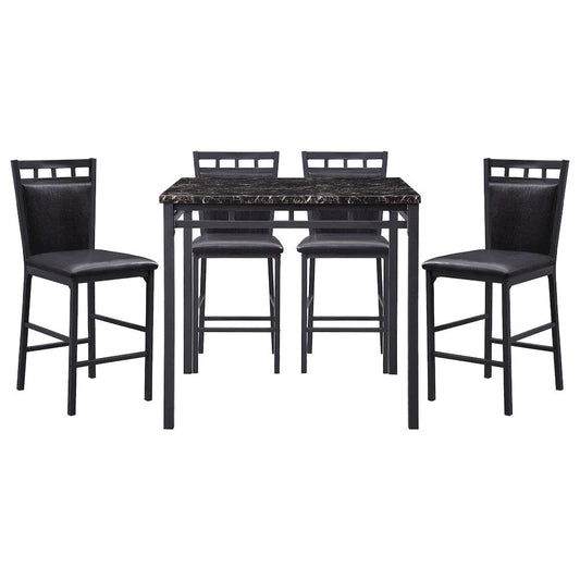 Homelegance  - Olney 5-Piece Pack Counter Height Set, Faux Marble Top in Dark Brown - 5275-36  view 1