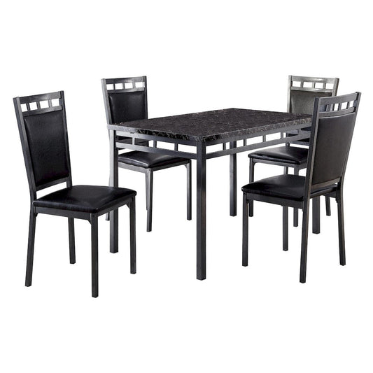 Homelegance  - Olney 5-Piece Pack Dinette Set, Faux Marble Top in Dark Brown - 5275  view 1