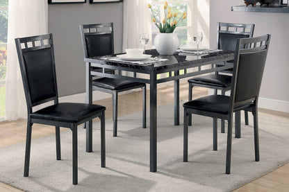 Homelegance  - Olney 5-Piece Pack Dinette Set, Faux Marble Top in Dark Brown - 5275  view 3