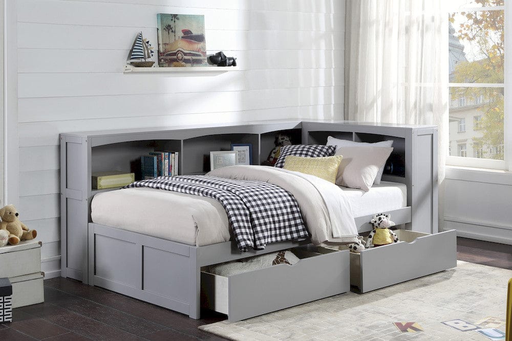 Homelegance  - Orion Twin Bookcase Corner Platform Bed W/ Storage Boxes - B2063BC-1BCTx  view 4