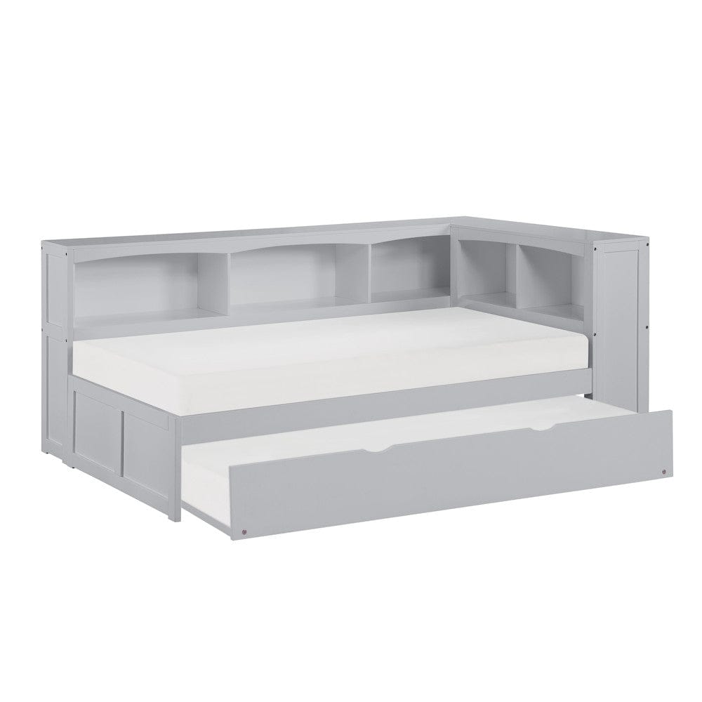 Homelegance  - Orion Twin Bookcase Corner Platform Bed W/ Twin Trundle - B2063BC-1BCRx  view 1