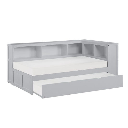 Homelegance  - Orion Twin Bookcase Corner Platform Bed W/ Twin Trundle - B2063BC-1BCRx  view 1