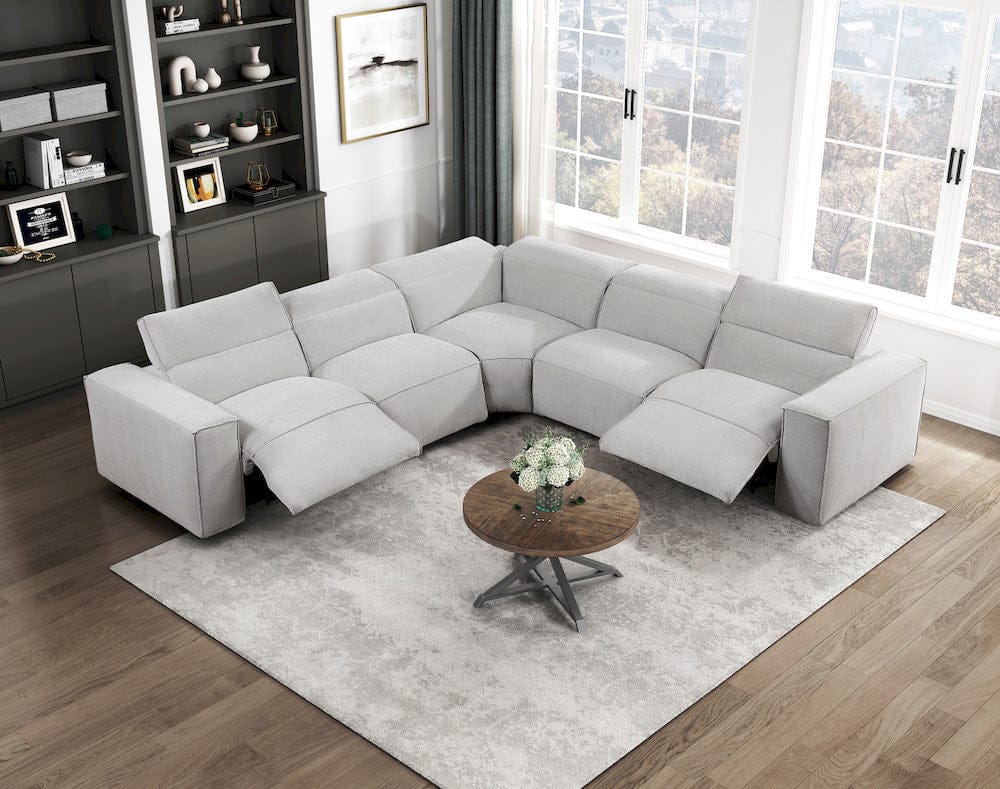 Homelegance  - Phoebe 5-Piece Modular Power Reclining Sectional W/ Power Headrests in Light gray - 8414GRYx5LRRRPWH  view 3