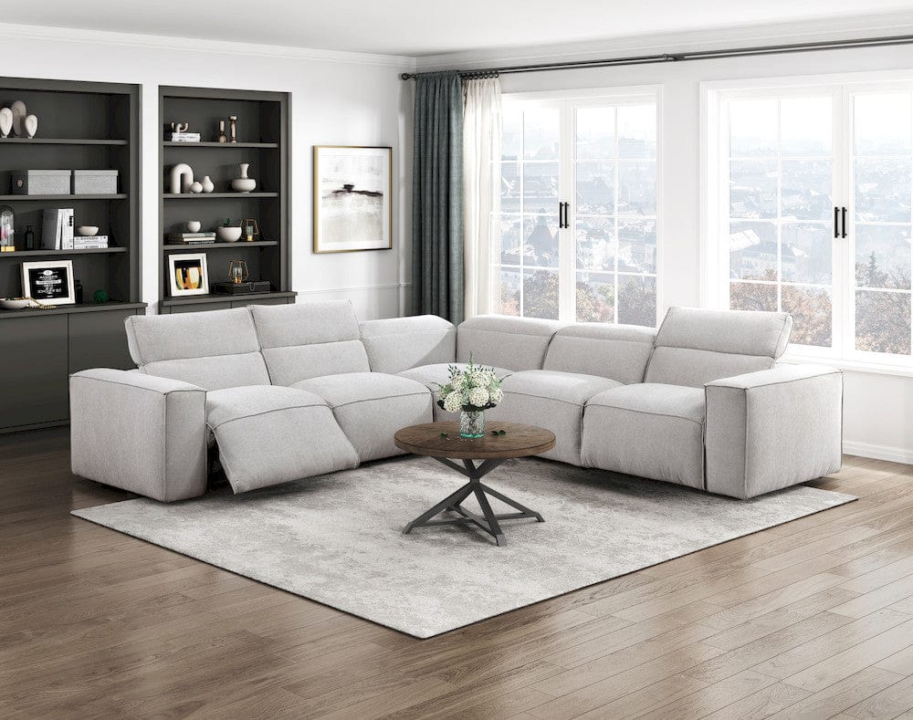 Homelegance  - Phoebe 5-Piece Modular Power Reclining Sectional W/ Power Headrests in Light gray - 8414GRYx5LRRRPWH  view 4