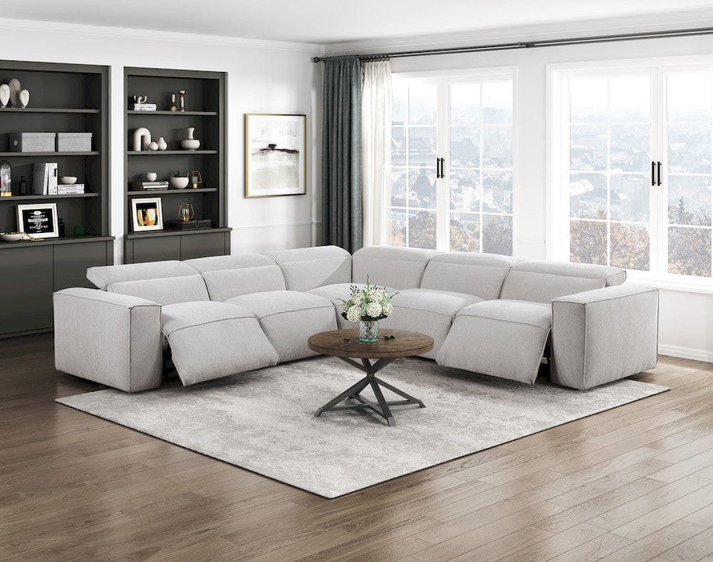 Homelegance  - Phoebe 5-Piece Modular Power Reclining Sectional W/ Power Headrests in Light gray - 8414GRYx5LRRRPWH  view 5
