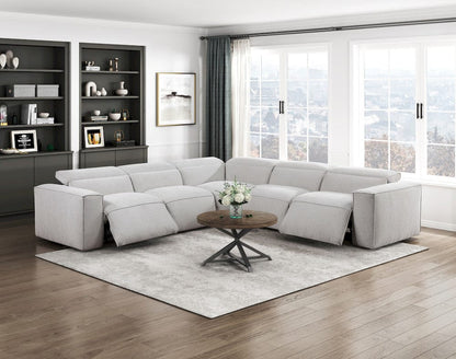 Homelegance  - Phoebe 5-Piece Modular Power Reclining Sectional W/ Power Headrests in Light gray - 8414GRYx5LRRRPWH  view 5