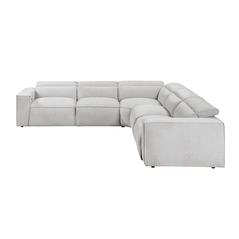 Homelegance  - Phoebe 5-Piece Modular Power Reclining Sectional W/ Power Headrests in Light gray - 8414GRYx5LRRRPWH  view 6