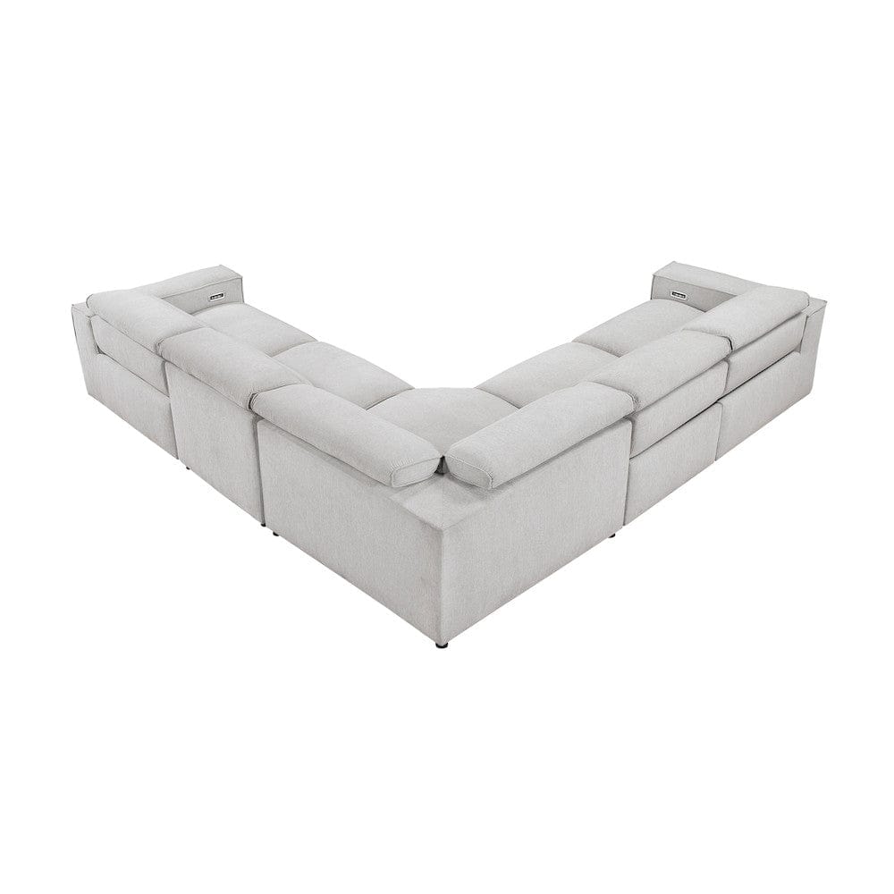 Homelegance  - Phoebe 5-Piece Modular Power Reclining Sectional W/ Power Headrests in Light gray - 8414GRYx5LRRRPWH  view 8