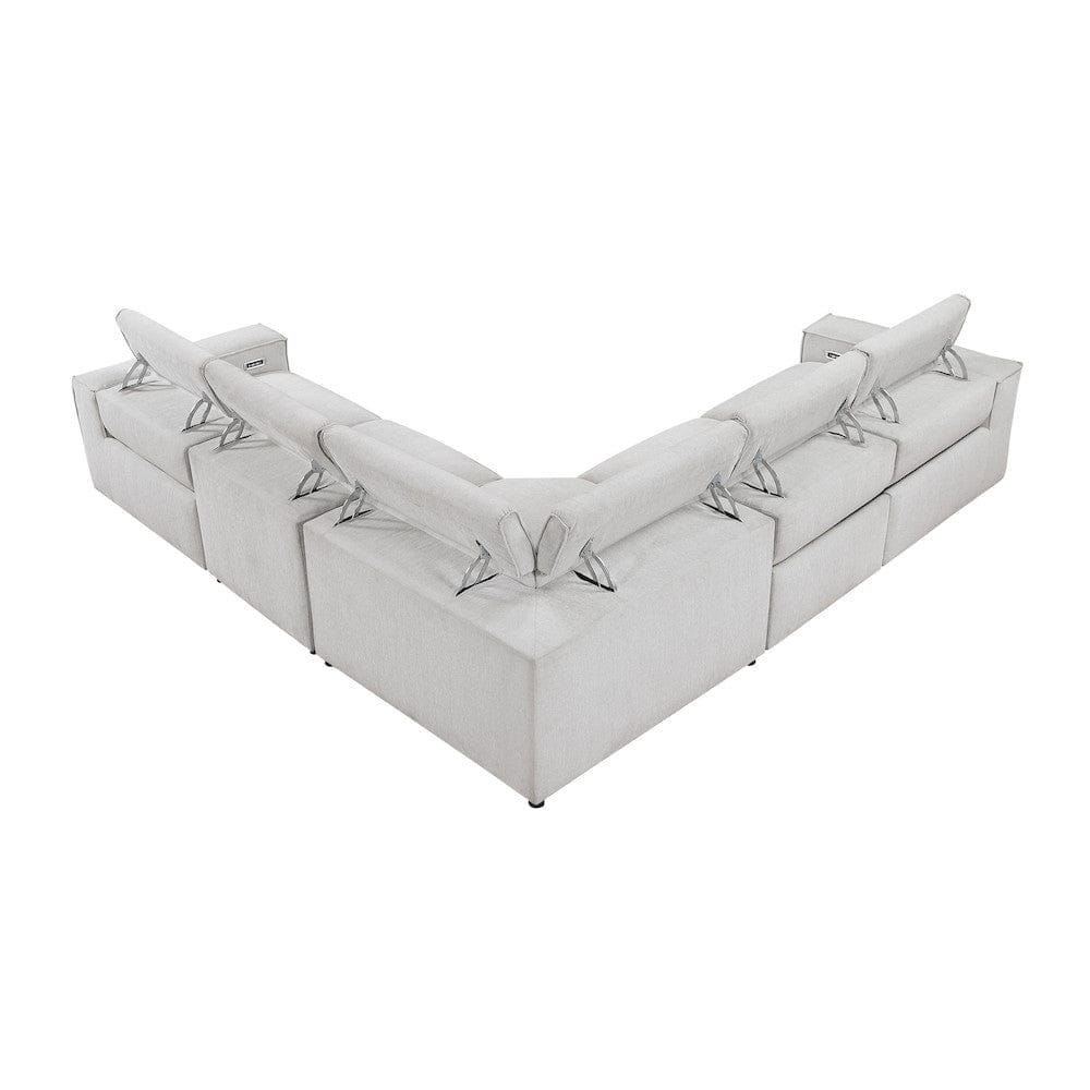 Homelegance  - Phoebe 5-Piece Modular Power Reclining Sectional W/ Power Headrests in Light gray - 8414GRYx5LRRRPWH  view 10