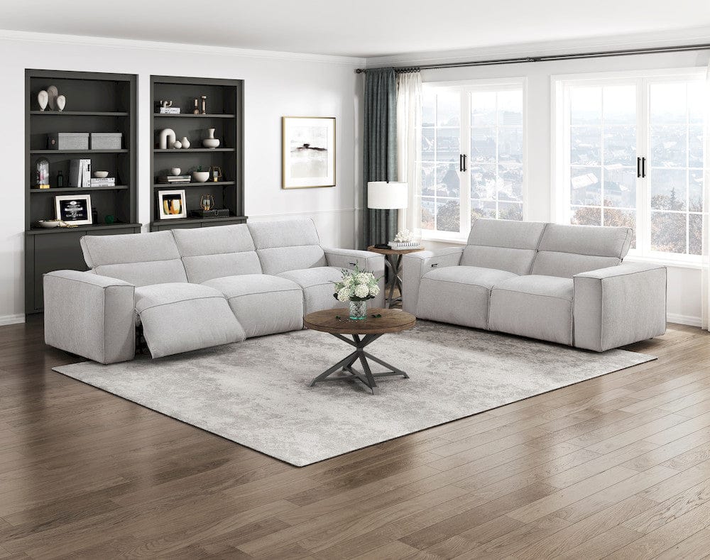 Homelegance  - Phoebe Power Double Reclining Sofa W/ Power Headrests in Light gray - 8414GRY-3PWHx  view 9