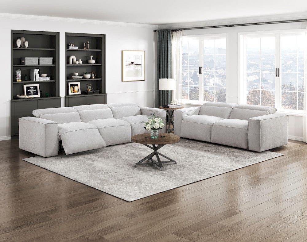 Homelegance  - Phoebe Power Double Reclining Sofa W/ Power Headrests in Light gray - 8414GRY-3PWHx  view 10