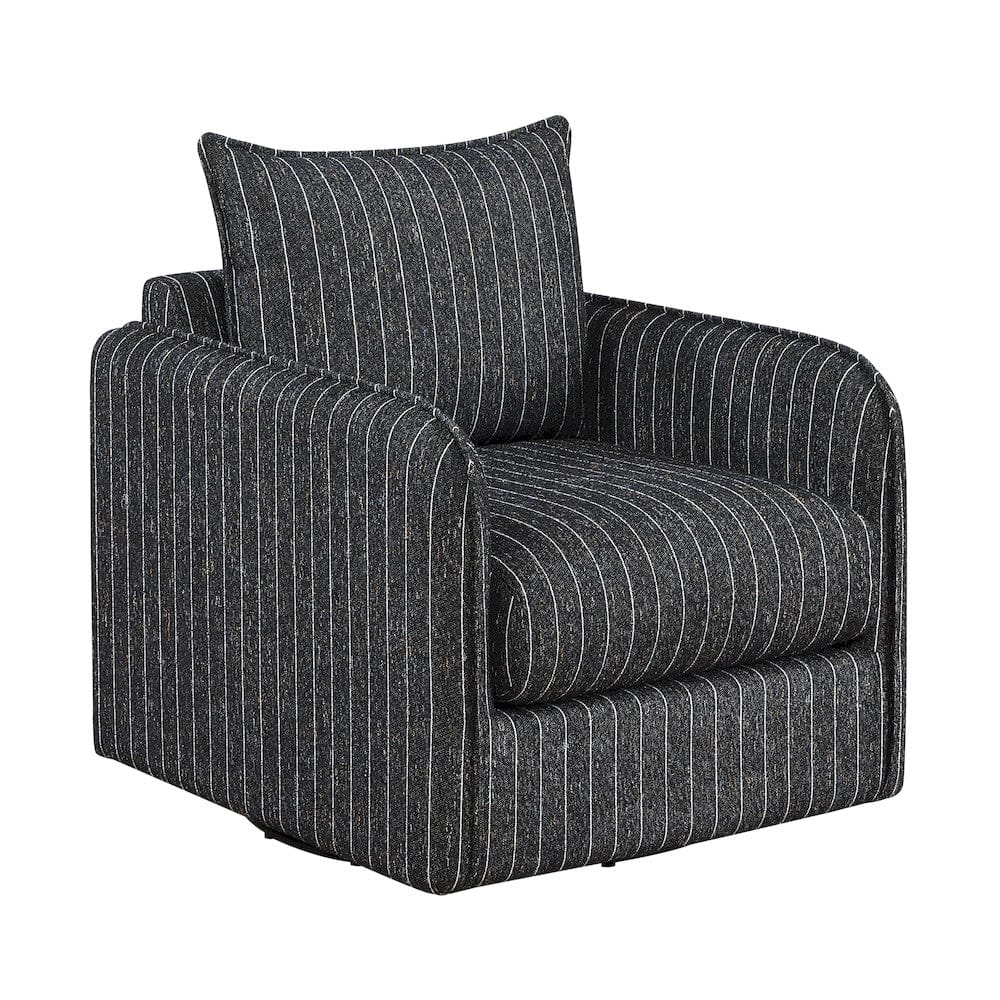 Homelegance  - Pinstripe Swivel Chair in Black and white stripe - 1264BK-1  view 1