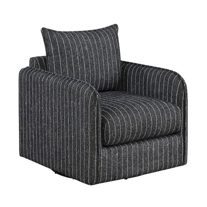 Homelegance  - Pinstripe Swivel Chair in Black and white stripe - 1264BK-1  view 1