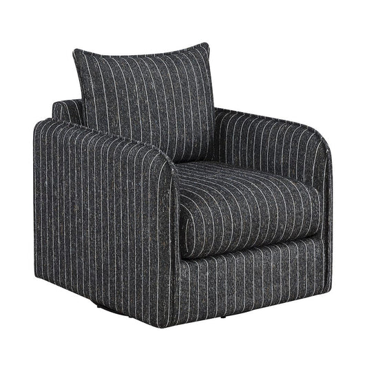 Homelegance  - Pinstripe Swivel Chair in Black and white stripe - 1264BK-1  view 1
