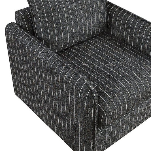 Homelegance  - Pinstripe Swivel Chair in Black and white stripe - 1264BK-1  view 2