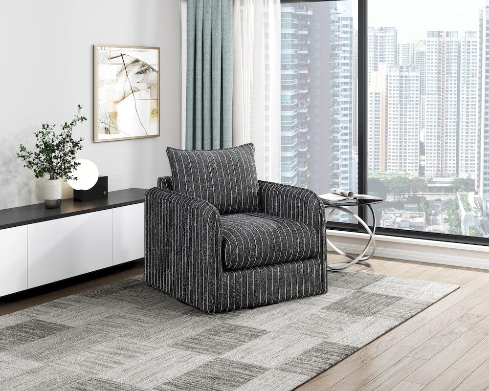 Homelegance  - Pinstripe Swivel Chair in Black and white stripe - 1264BK-1  view 4