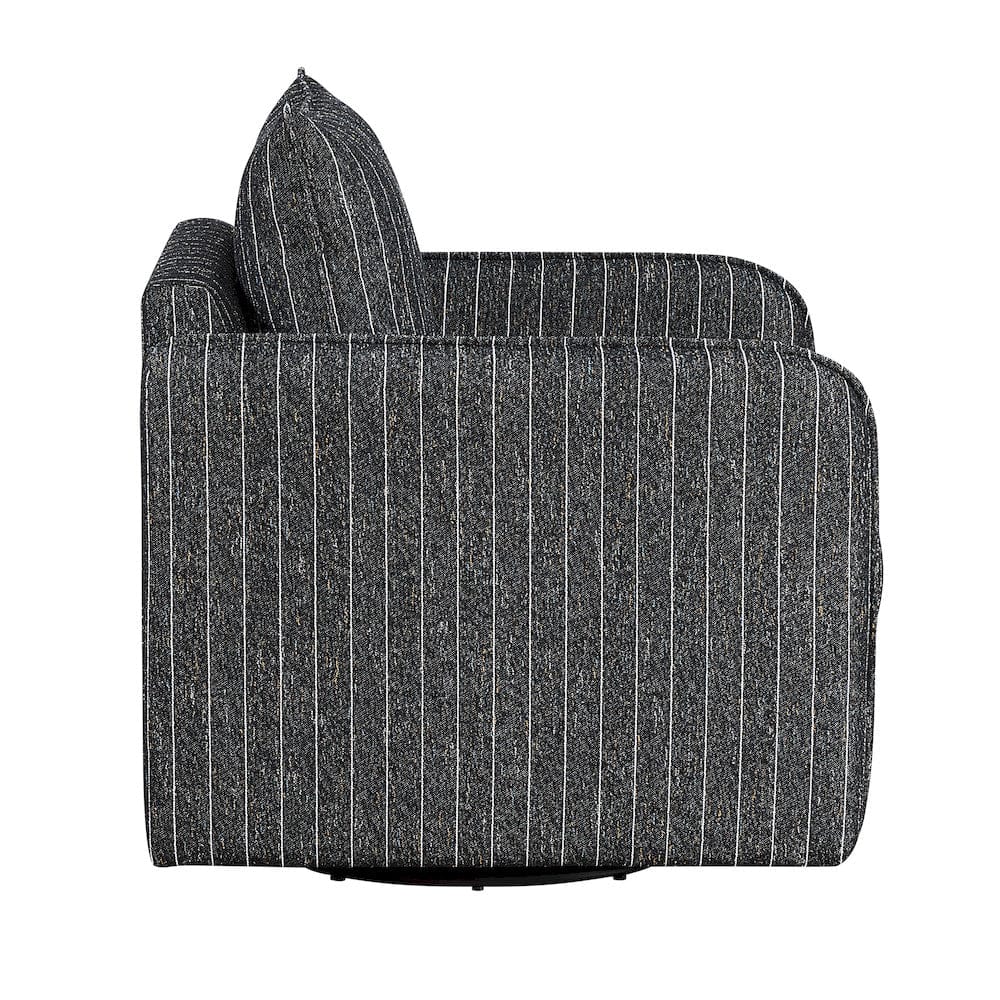 Homelegance  - Pinstripe Swivel Chair in Black and white stripe - 1264BK-1  view 6