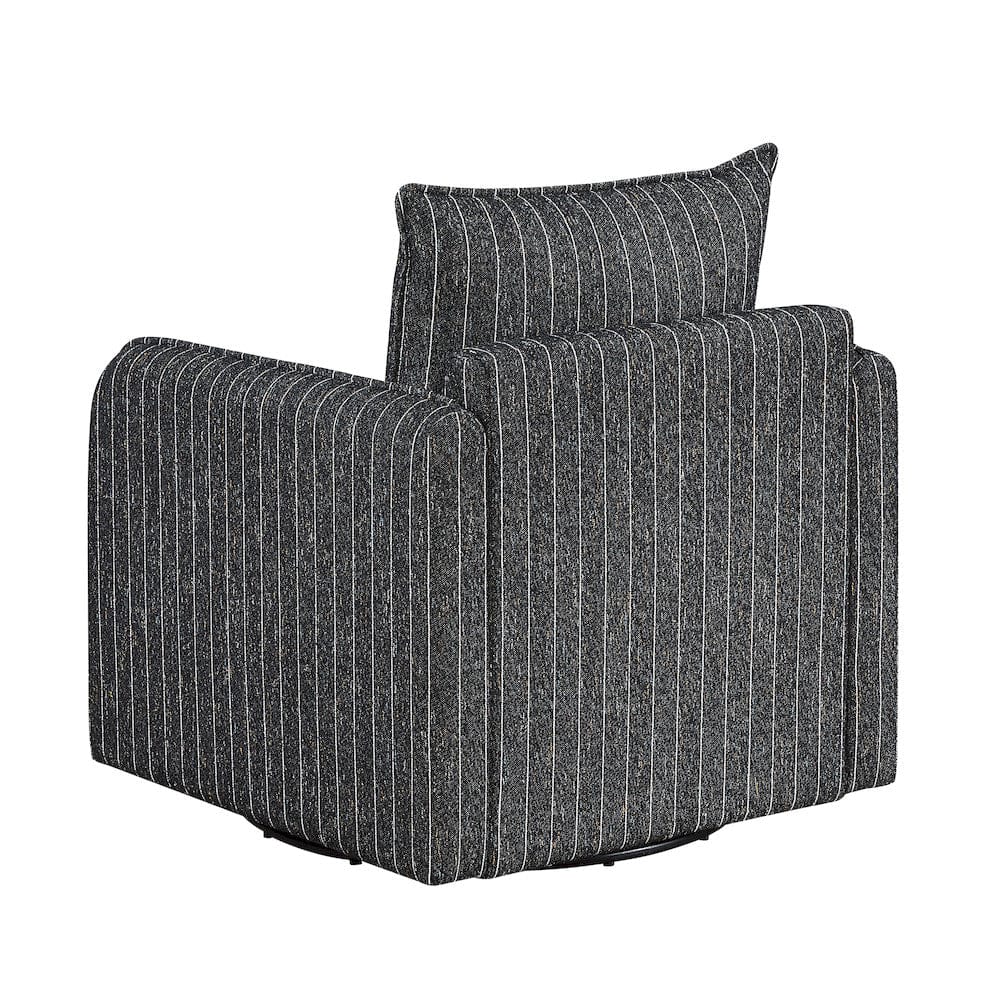 Homelegance  - Pinstripe Swivel Chair in Black and white stripe - 1264BK-1  view 7