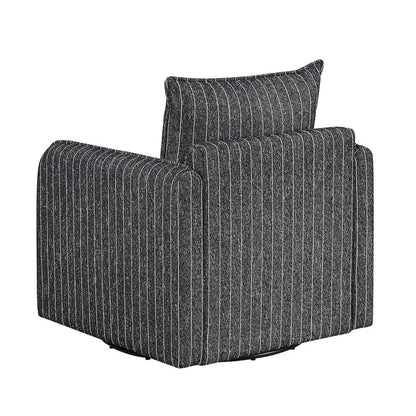 Homelegance  - Pinstripe Swivel Chair in Black and white stripe - 1264BK-1  view 7
