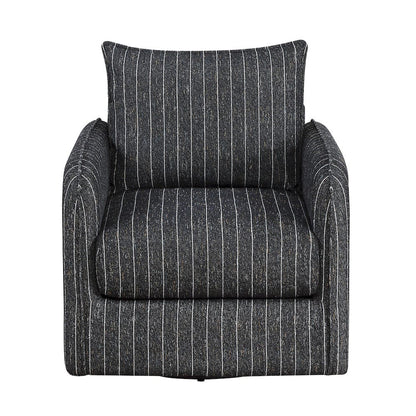 Homelegance  - Pinstripe Swivel Chair in Black and white stripe - 1264BK-1  view 9