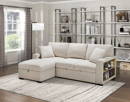 Homelegance  - Pompano Sectional W/ Left Chaise, Pull-out Bed and Hidden Storage, Charging Ports in Beige - 9630BEx2LC2R  view 2
