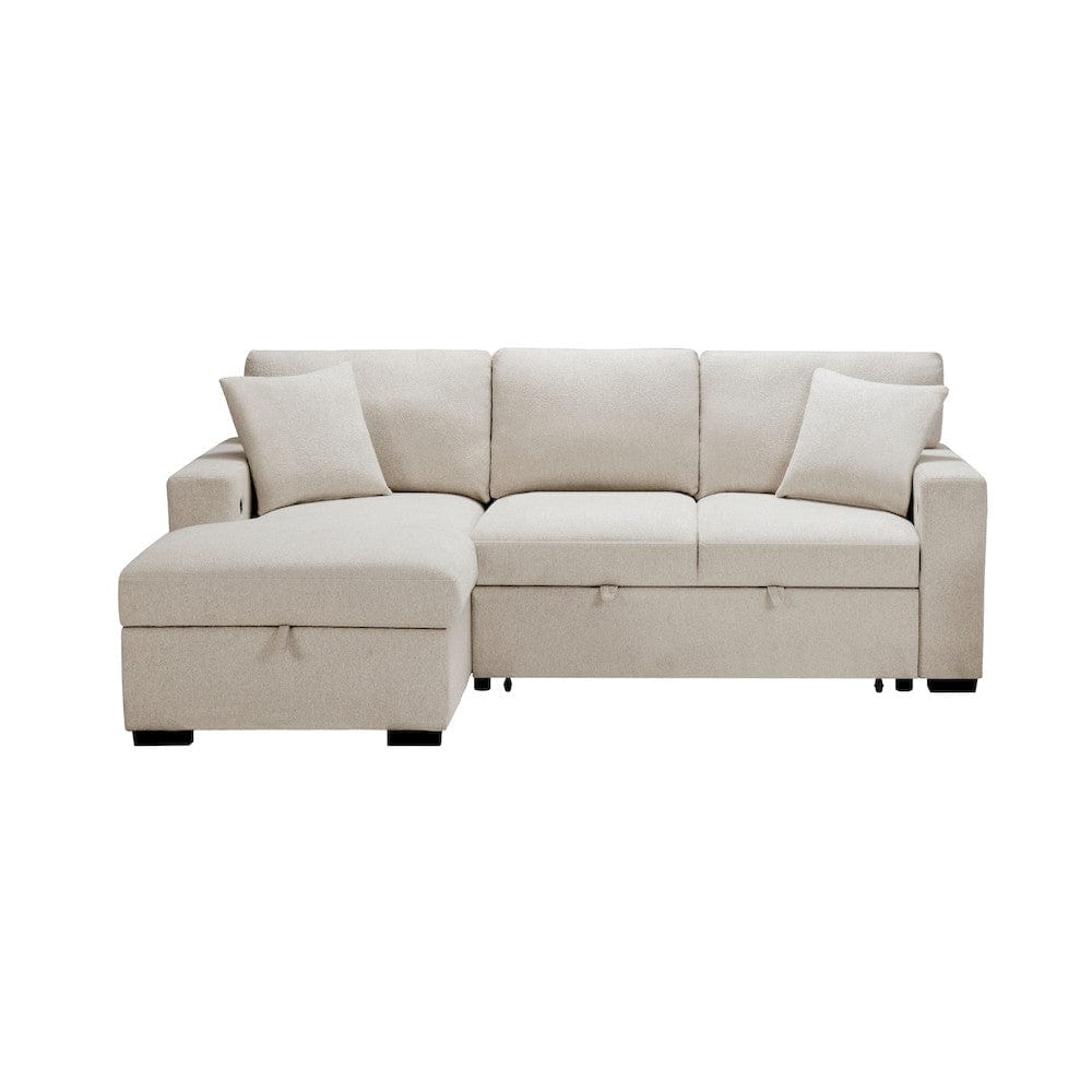 Homelegance  - Pompano Sectional W/ Left Chaise, Pull-out Bed and Hidden Storage, Charging Ports in Beige - 9630BEx2LC2R  view 11