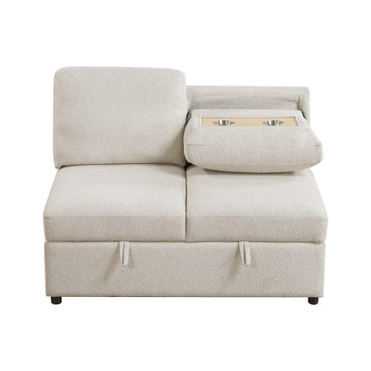 Homelegance  - Pompano Sectional W/ Left Chaise, Pull-out Bed, Hidden Storages and Shelves, Charging Ports in Beige - 9630BEx3LC2R  view 6