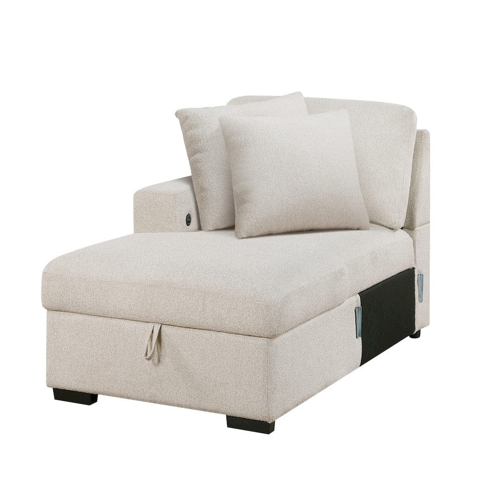Homelegance  - Pompano Sectional W/ Left Chaise, Pull-out Bed, Hidden Storages and Shelves, Charging Ports in Beige - 9630BEx3LC2R  view 12