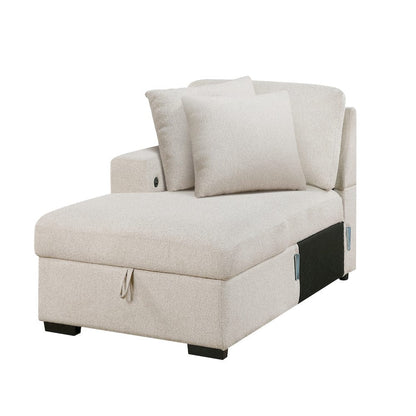 Homelegance  - Pompano Sectional W/ Left Chaise, Pull-out Bed, Hidden Storages and Shelves, Charging Ports in Beige - 9630BEx3LC2R  view 12